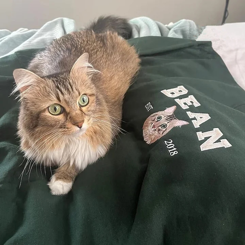 Personalised Embroidered Face and Name Sweatshirt Christmas Gift for Pet Lover
