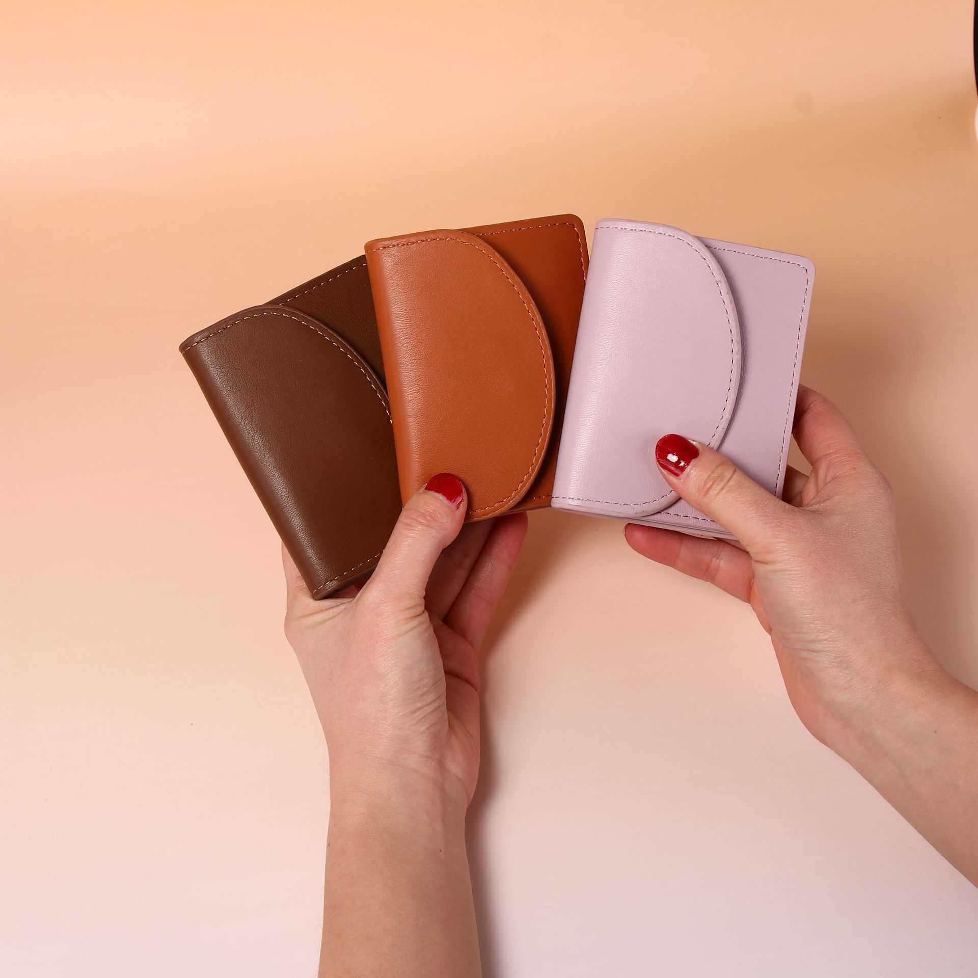 Korean Version Women Wallet Short Solid Color Card Bag, Women's Highend, Compact And Simple Coin Purse