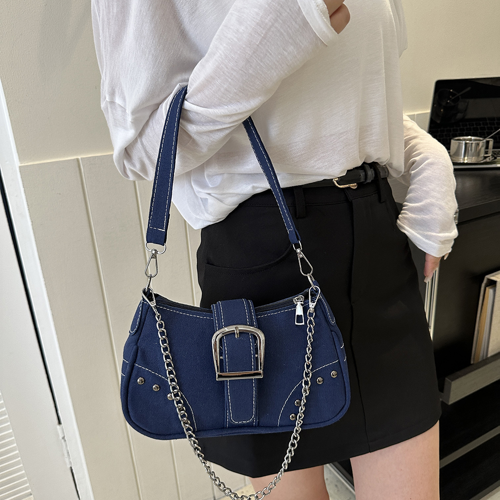 Women Fashion Underarm Bag Y2K Casual Armpit Bag Canvas Crescent Shoulder Bag Cool Hobo Pouch Half Moon Purse Top Handbags Bolsa