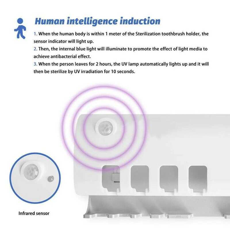 RYRA Toothbrush Sanitizer Automatic Sterilizer UV Holder Toothpaste Squeezer Smart Dispenser Bathroom Accessories 240415