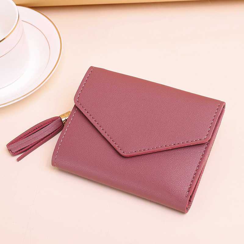 New Type Wallet Women's Multi Card Small Purse Tassel Three Fold Wallet Card Bag Zero Wallet 241113
