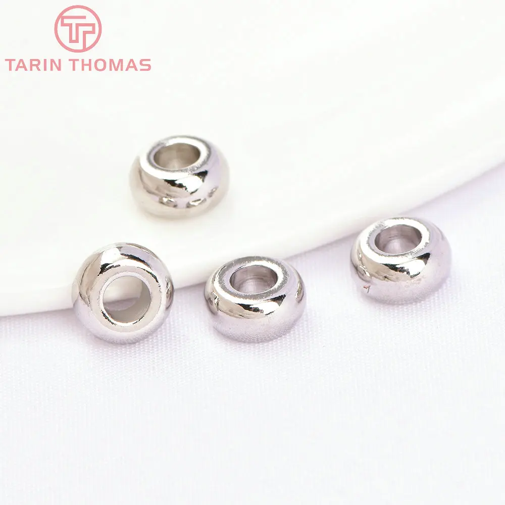 (2914) 20PCS 7x3MM Hole 3MM Gold Color Brass Round Large Hole Beads Bracelet Beads High Quality Diy Jewelry Accessories () smile () ()