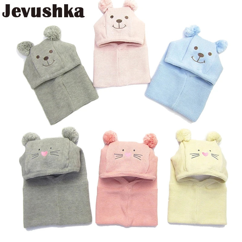 Winter Warm Knit Baby Girls and Boys Pompom Hat with Warm Fleece Lining Cute Bear Ears Hats for Kids Beanie Hat Scarf 241112