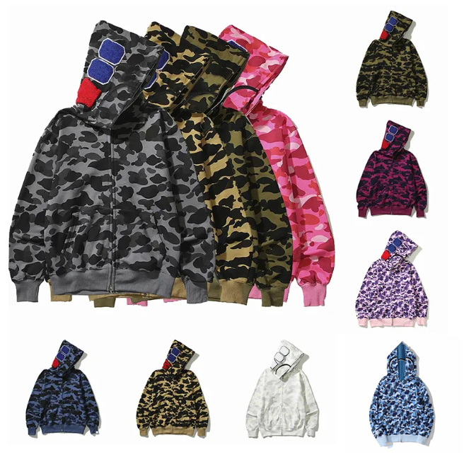 designer mens hooded hoodies full zip up y2k shark hoodies womens classic zipper jacket fashion street american style sweatshirts asian size m-3xl