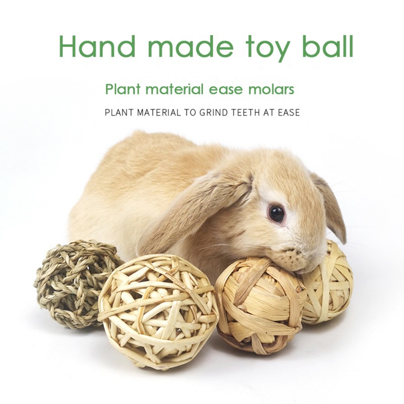 5PCS Rabbit Ball Toys Bunny Treats Toys For Teething Small Animal Chew Toys Grass Ball For Dwarf Hamster Rabbits Guinea Pigs Ger