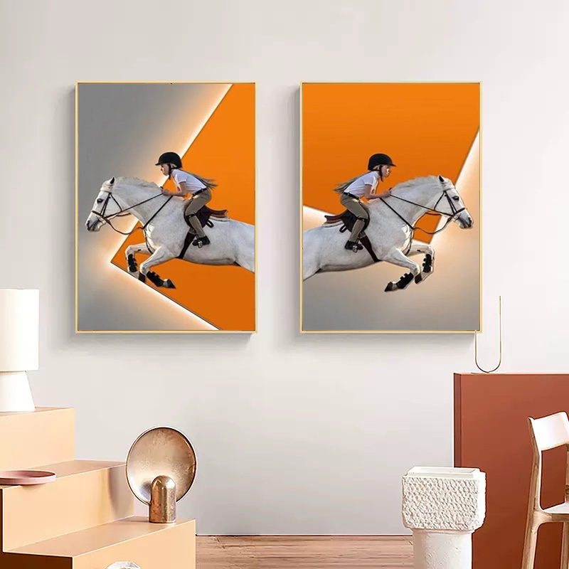 Lanjia Classic Nobility Equestrian Poster Prints Contemporary Horse Riding Canvas Painting Wall Art Mural For Living Room Home Decor F Ed