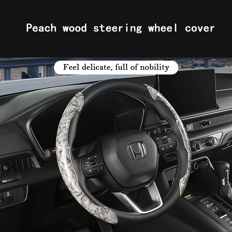 Steering Wood Universal Car Wheel Cover ddmysmile D-Shaped Round Steering Wheel Protective Cover Anti Slip Auto Interior Accessories Smile