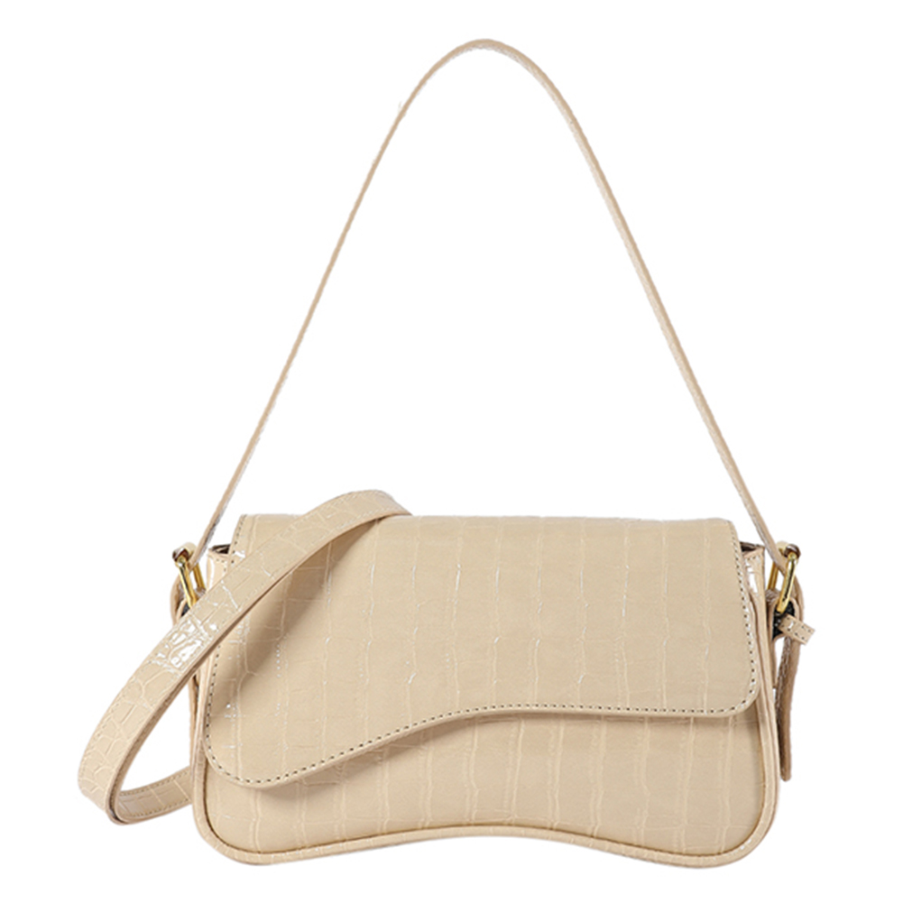 Women Classic Shoulder Bag Simple Style PU Fashion Bag Adjustable Strap Small Leather Purses Stone Pattern Everyday Shoulder Bag