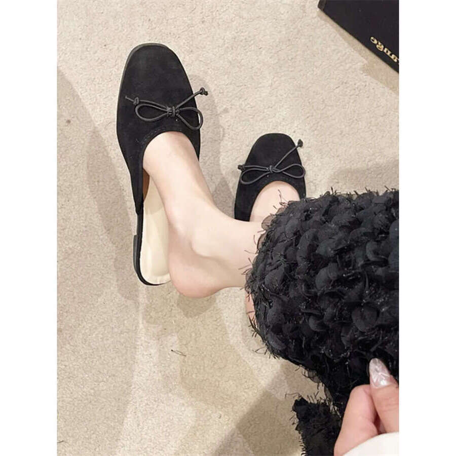 Female Shoes Butterfly-Knot Slippers Flat Cover Toe Low Slides ck 2025 Designer Soft Rubber Scandals Bonded Leather Bu 9b37