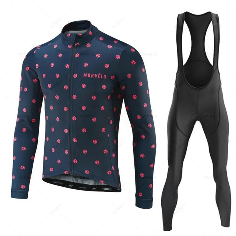 Morvelo autumn cycling jersey set mens long sleeved cycling clothing MTB uniform Maillot Ropa De Ciclismo sports cycling bib pants 241113