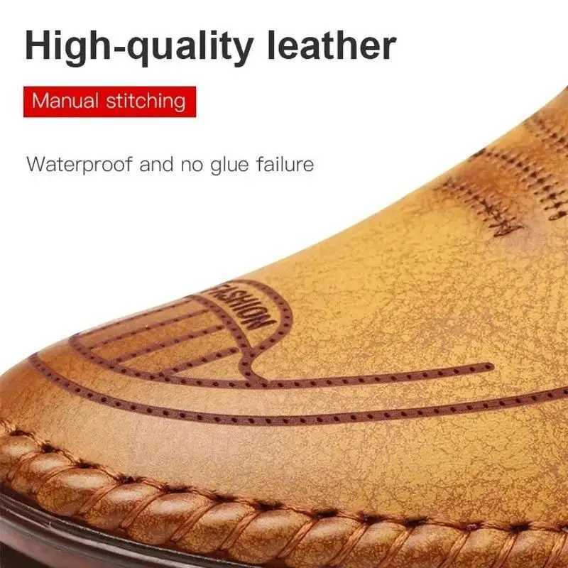 Men Leather Slip Loafer Summer Fi Slipper Casual Slip- Loafers Breathable Soft Sole Leather ShoesXJ250118