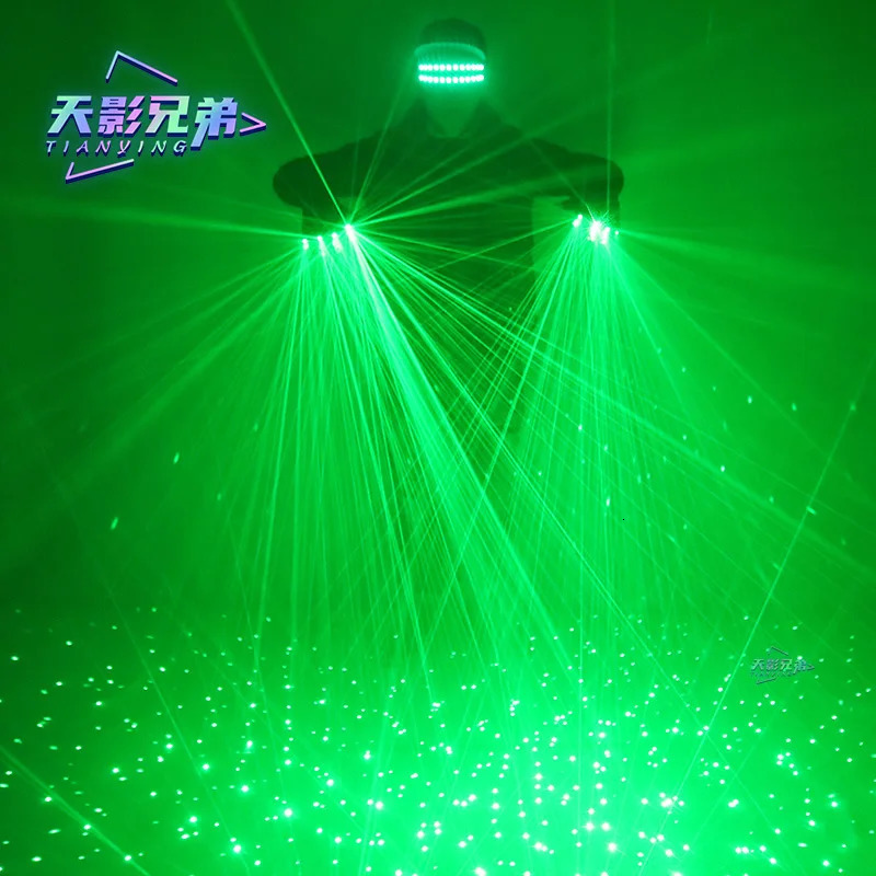 Green laser gloves with LED luminous glasses DJ bar street dance luminous gloves stage performance party props241114