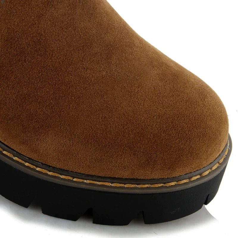 Winter Plush Warm Knee High Boots with Comfortable Outer Boots Zipper Round Toes Cow Suede Womens Shoes Direct 241113