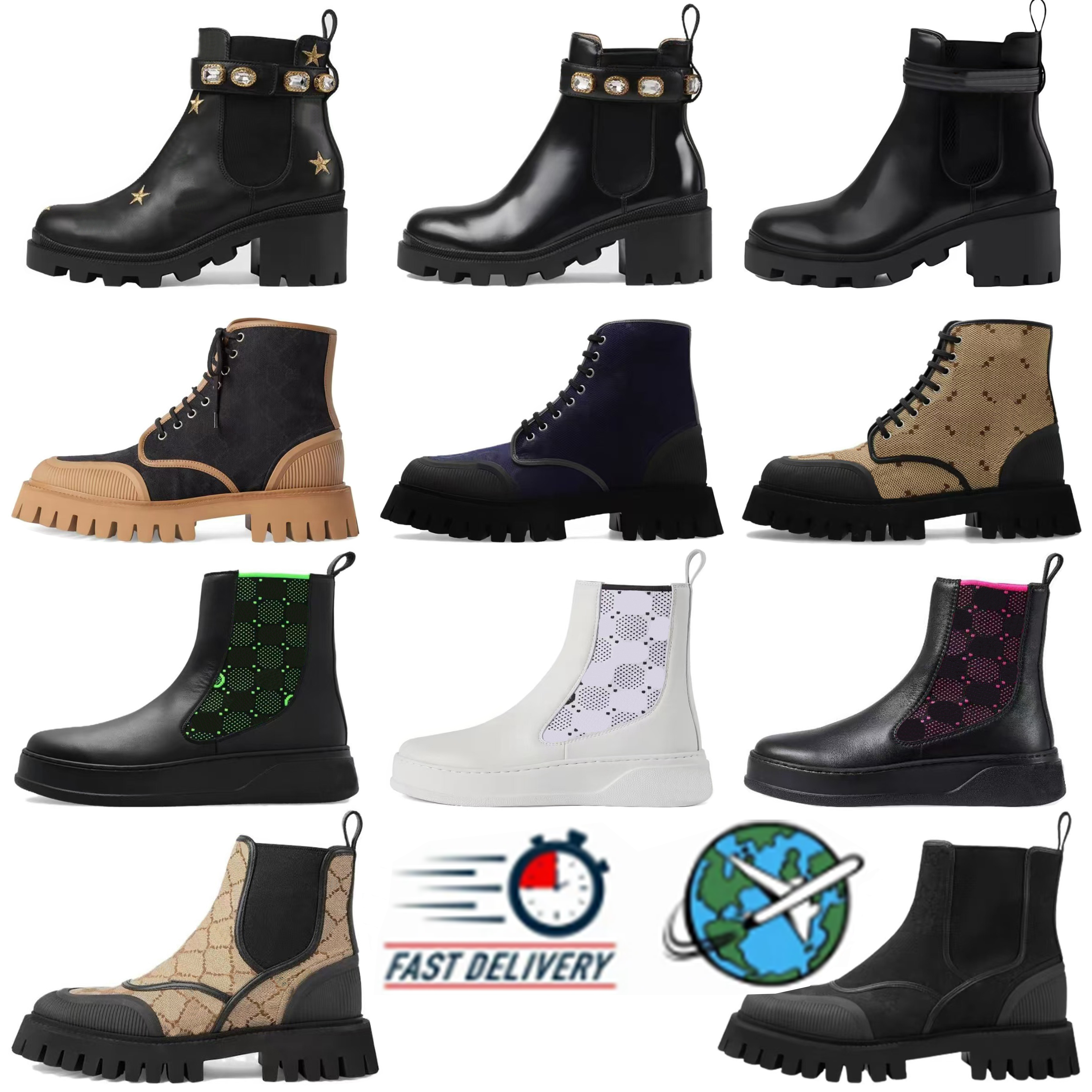 2024 Designer Lace-Up High Quality Men Women Real Leather Half Classic Style Shoes Winter Fall Snow Boots Nylon Canvas Ankle Boot