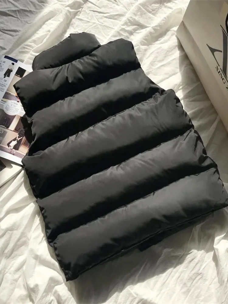 Womens winter warm cotton pad inflatable vest sleeveless park jacket 241113