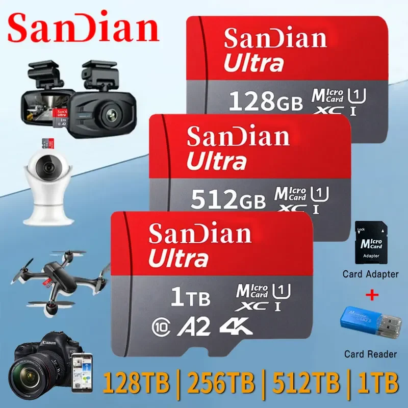 High Speed Micro 1TB SD 100% Original MINI SD Card 128GB TF Memory Card 512GB Flash Card For Phone Computer Camera Free Shiping