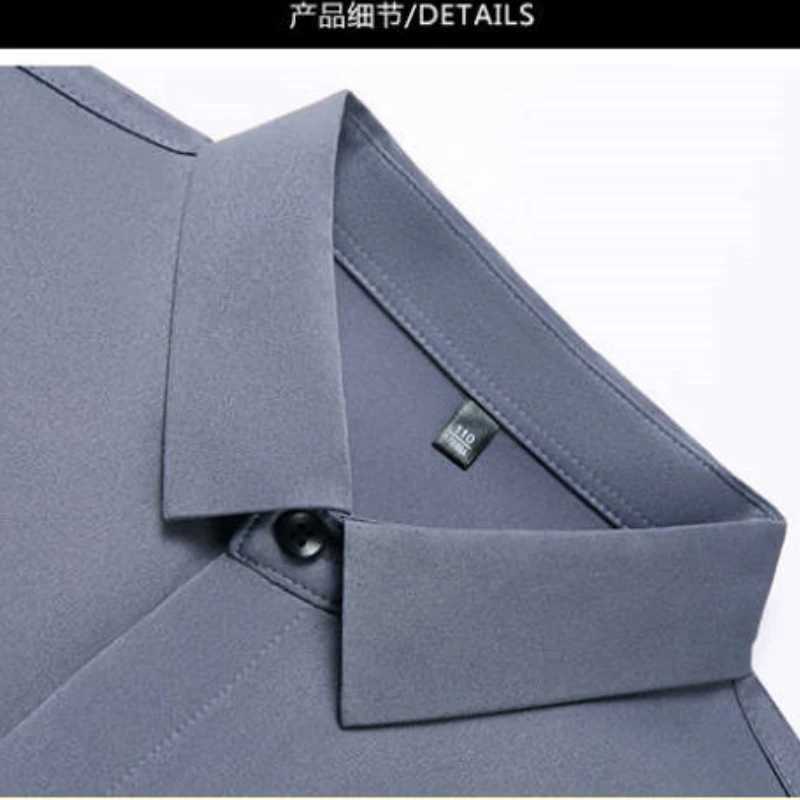 High End Mulberry Silk Men Business Shirt Long Sleeve Button Invisible Elastic Tops Wrinkle Resistant Luxurious Men ShirtXJ24113