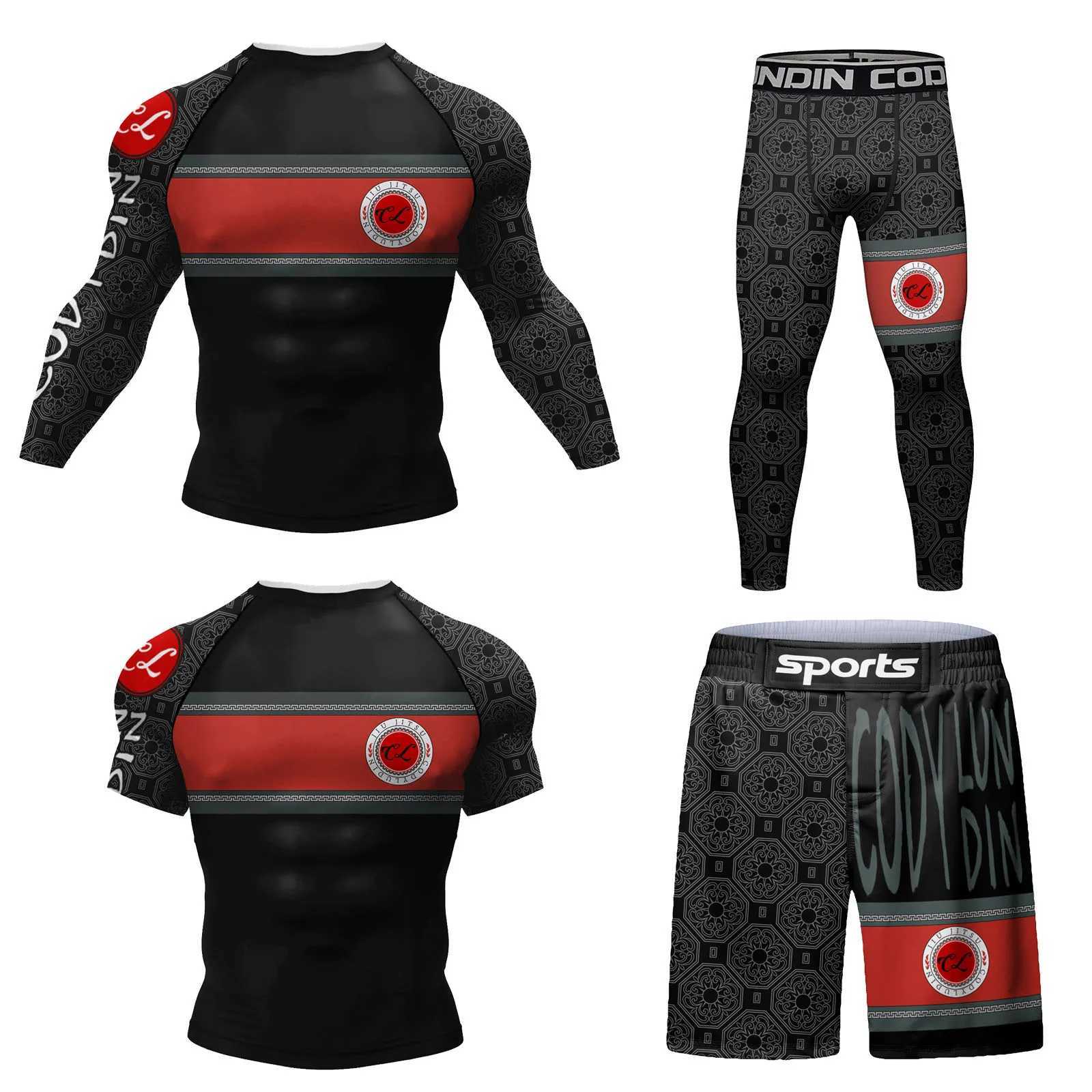 Mens Cody Lundin Mens Compression Boxing Set Jujutsu Bjj Rashguard Training Sportswear Mens Sublimation Boxing Set X241113