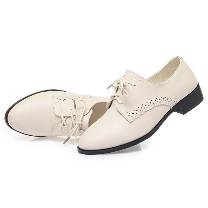 Spring AIYUQI Women New 2024 British Style Genuine Leather Ladies Lace-up Large Size Non-Slip Women's Shoes 0049 's