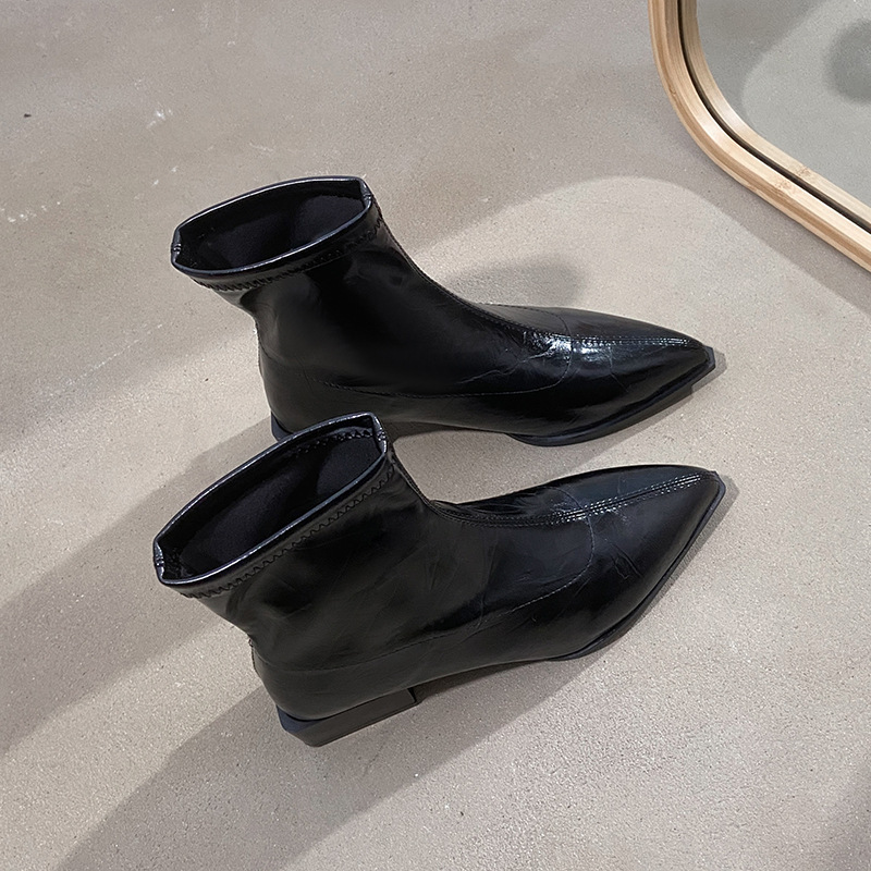35-44 Large Autumn Winter Pointed Coarse Heel Retro Short Boots.