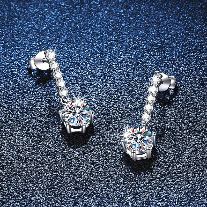EWYA Real 1CT Womens Party Pendant Earrings High Quality Jewelry S925 Pure Silver Certified Diamond Earrings Wholesale 241031