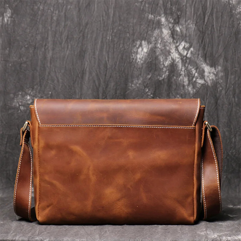 Retro Mens Genuine Leather Oneshoulder Bag Head Layer Cowhide Cross Style Large Capacity Casual Messenger 241111