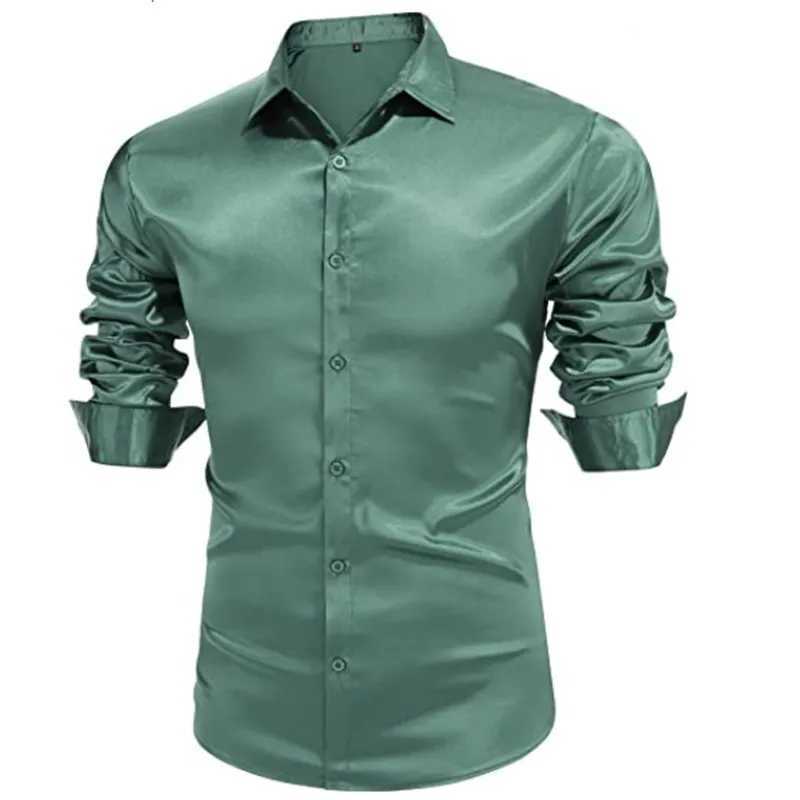 2024 Fashion British Mens solid color breathable business casual long sleeve Shirt Mens lapel long Sleeve TopXJ24113