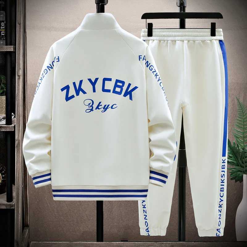 New sportswear set mens track suit jacket sports pants 2-piece set spring and autumn sportswear long slip set mens sportswear X2503121