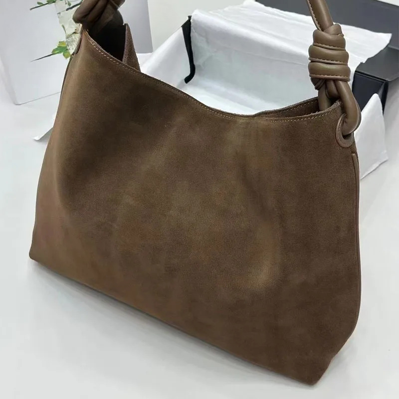 New Frosted Suede Women's Handbag Fashion Office Ladies Shoulder Classic Minimalist Suction Buckle Tote Bag Genuine Leather BagVoyage