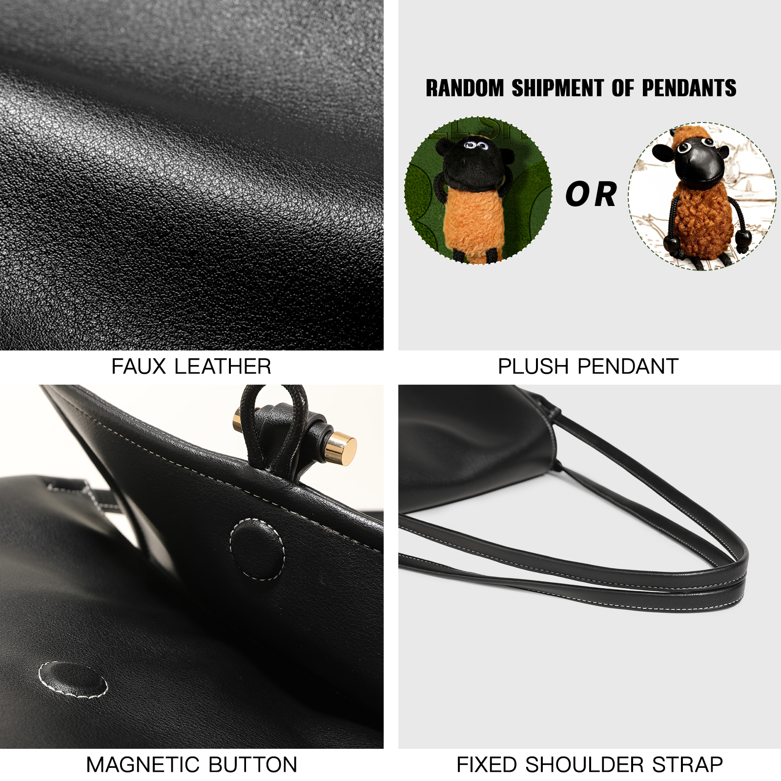 Women Shoulder Leather Texture Makeup Cosmetic Senior Sense Messenger Bag With Cute Pendent Daily Commuting Underarm Microfiber BagVoyage