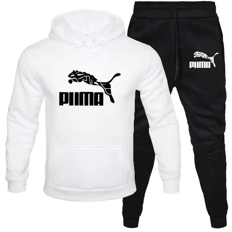 Mens New mens hoodie sportswear fashion Flce sportswear two-piece casual long Slve solid color hoodie jogging pants set top X241113