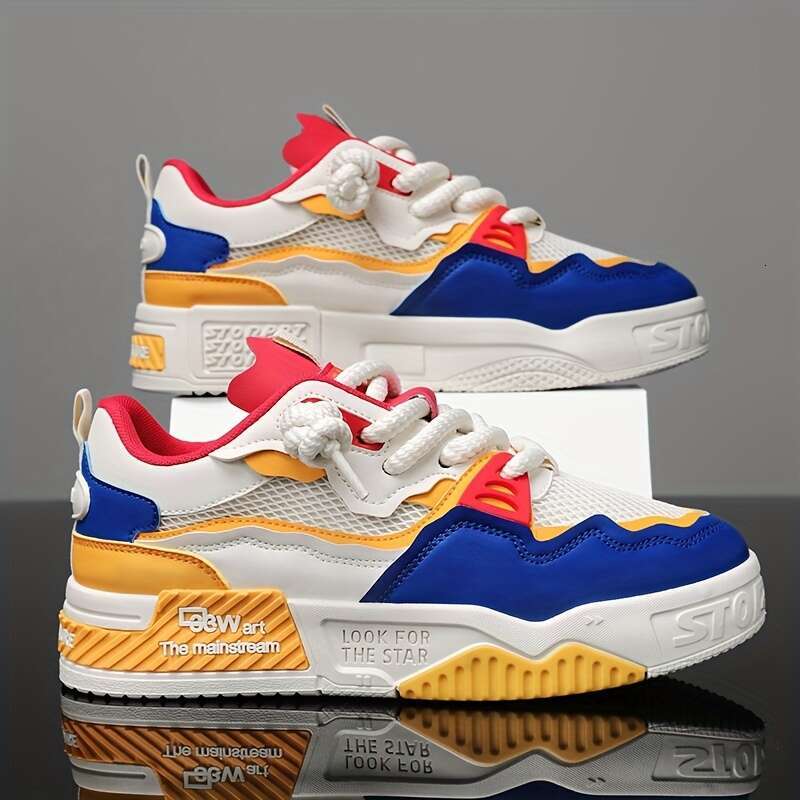 Men's Fashion Skate Sneakers - Breathable, Non-Slip Rubber Sole, Lace-Up Casual Shoes for All Seasons