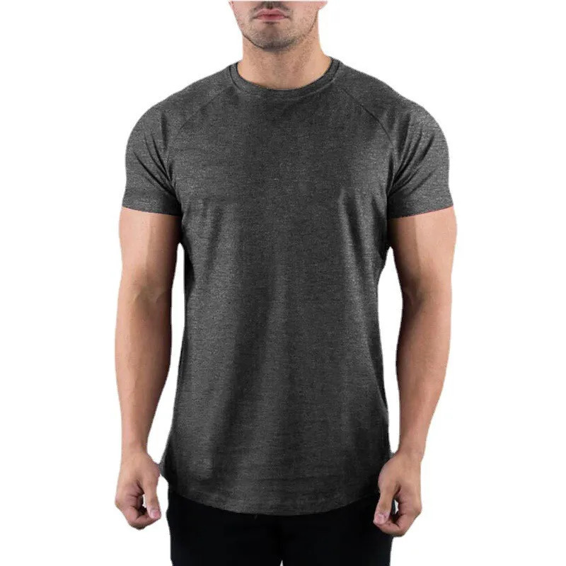 Plain Gym T-shirt Men Summer Fitness Clothing O-Neck Short Sleeve T shirt Cotton Slim Fit Tshirt Bodybuilding Workout Tees Tops 240412