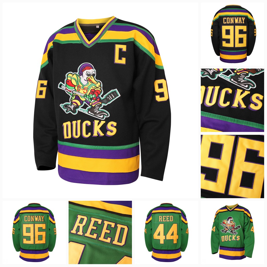 Mighty custom men youth Jerseys 96 Charlie Conway 99 Adam Banks 33 Greg Goldberg Movie Hockey Jersey Black