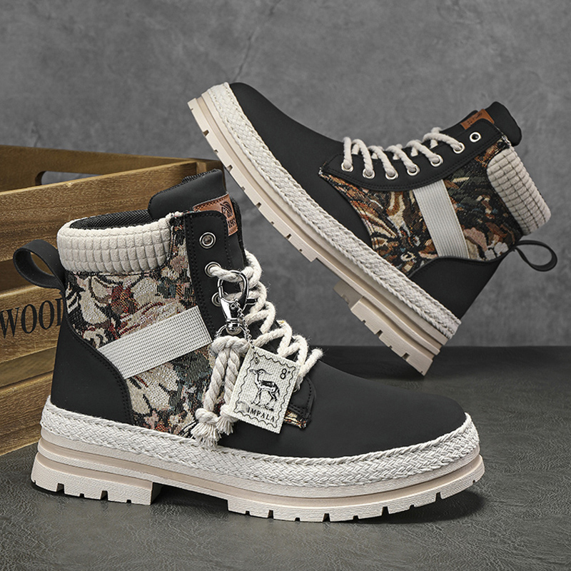 Men's Leather Cowboy Boots Casual Winter Work hot Platform Sneakers with New Ankle Support - 2024 Tactical Design