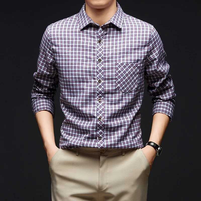 New Mens Business Casual Long Sleeved Striped Shirt Wrinkle Resistant Wrinkle Free Comfortable All Season Versatile TopXJ24113