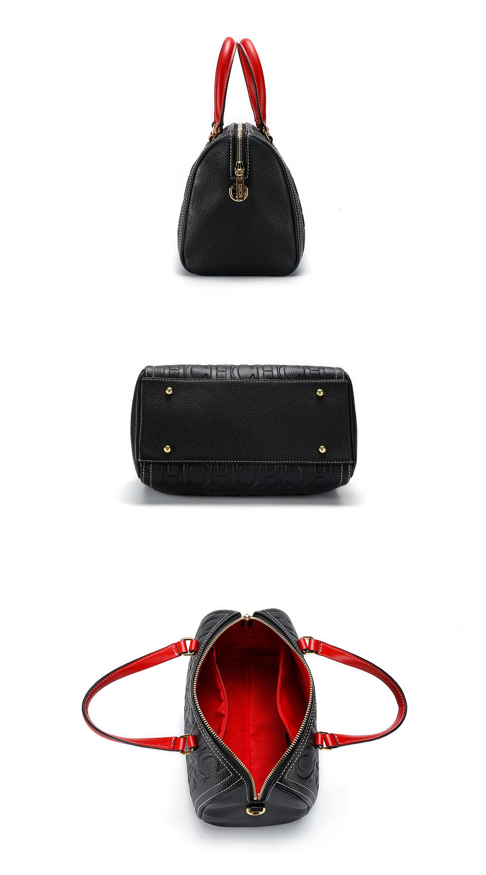 Pure Color Classic Retro Handbag Simple Fashion Women's Shoulder Bag Large Capacity Exquisite Workmanship Genuine Leather