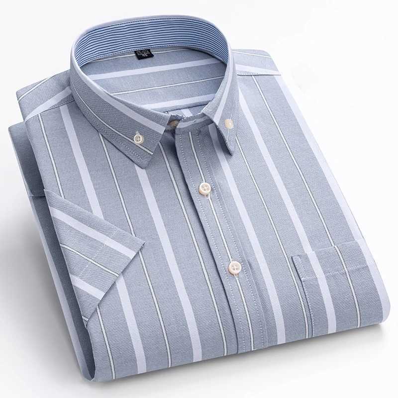 100% Cotton Oxford Mens Shirt Short Sleeve New High Quality Business Casual Fashion Mens Plus Size Shirt Formal S-7XLXJ24113