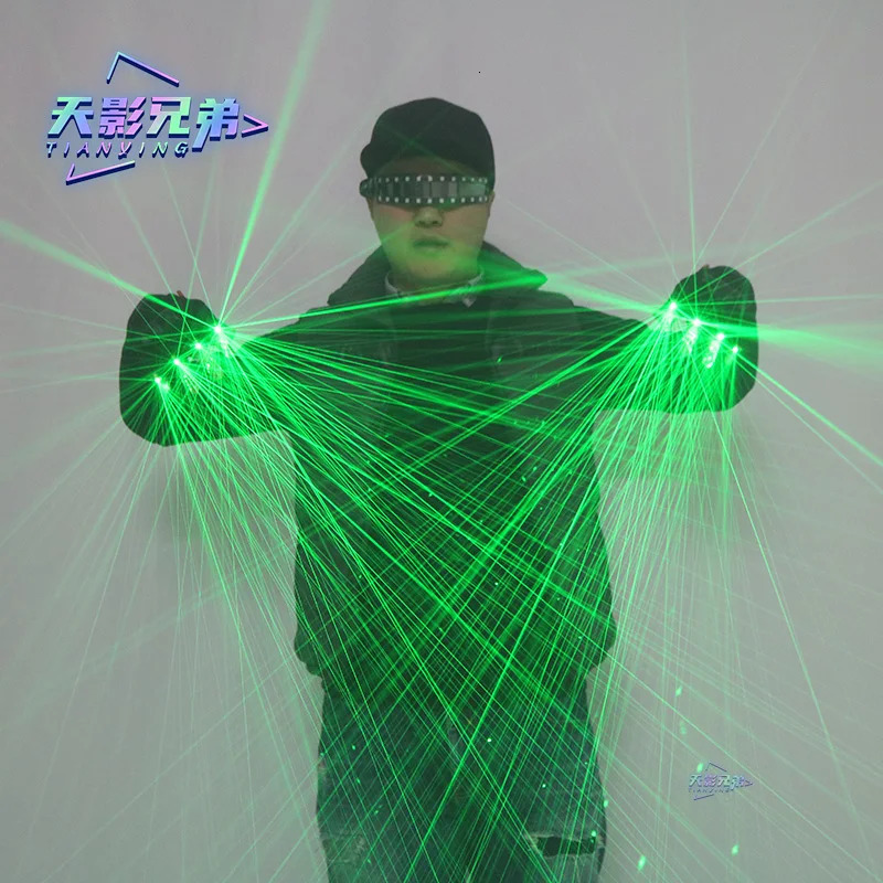 Green laser gloves with LED luminous glasses DJ bar street dance luminous gloves stage performance party props241114