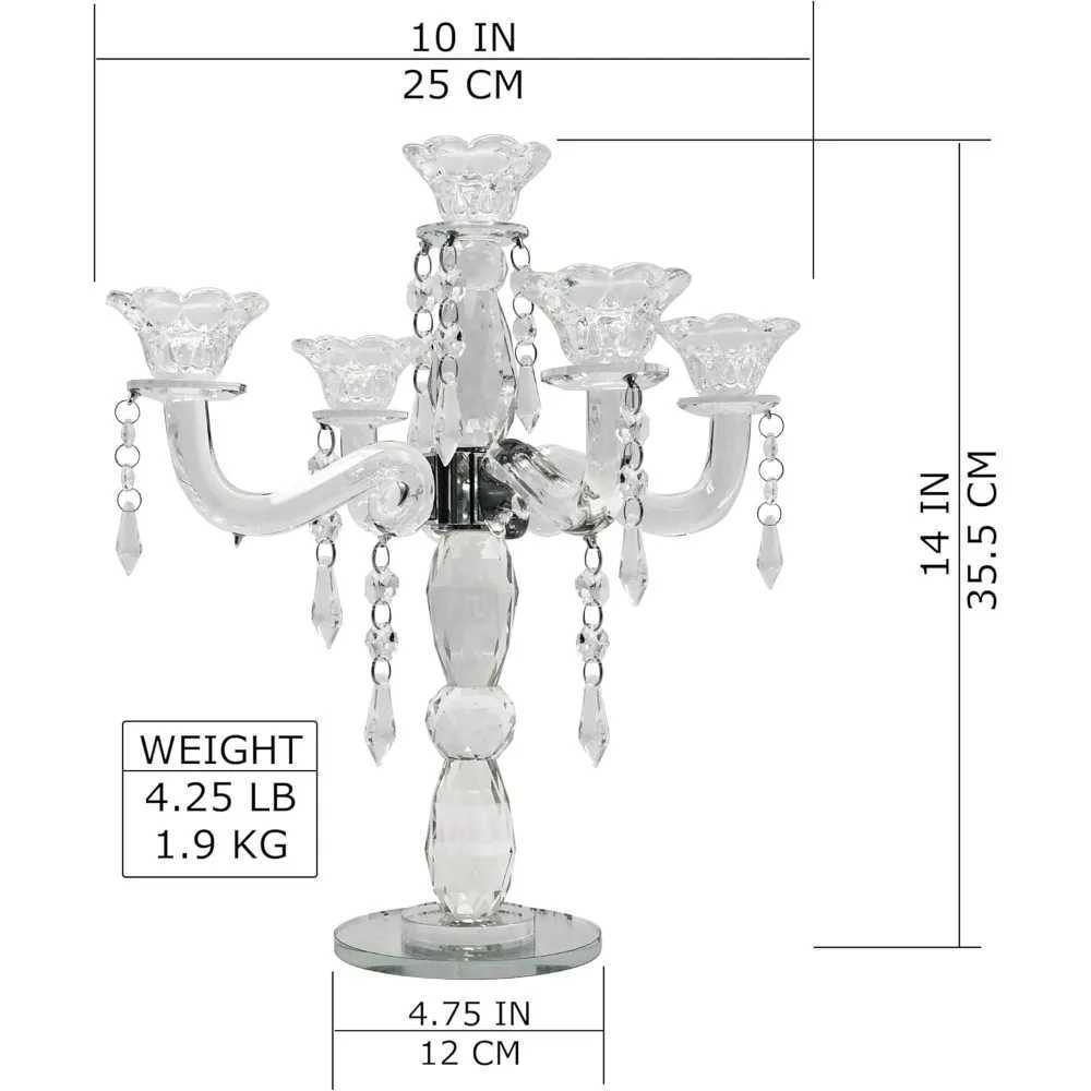 Candle Holders Wedding Crystal Candlestick 5-Arm Cone Candlestick Crystal Candlestick - Family Wedding Events and Party Festivals J241114