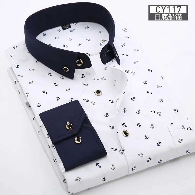 New mens shirt Thin long-sleeved printed spring/summer non-ironing business casual slim fashion breathable shirtXJ24113