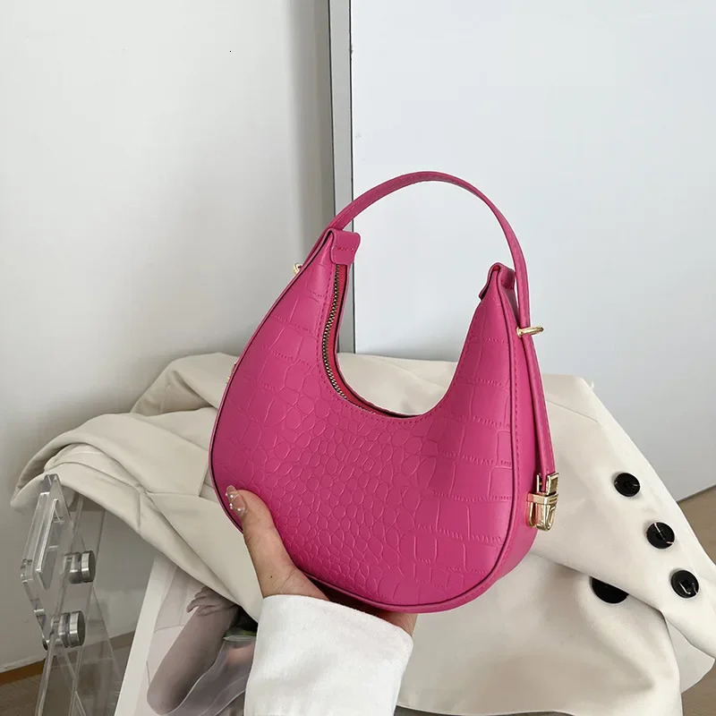 Fashion Alligator Pattern Shoulder Bags for Women Small Handle Underarm Bag Clutch Pu Leather Female Handbag with Purse 241114