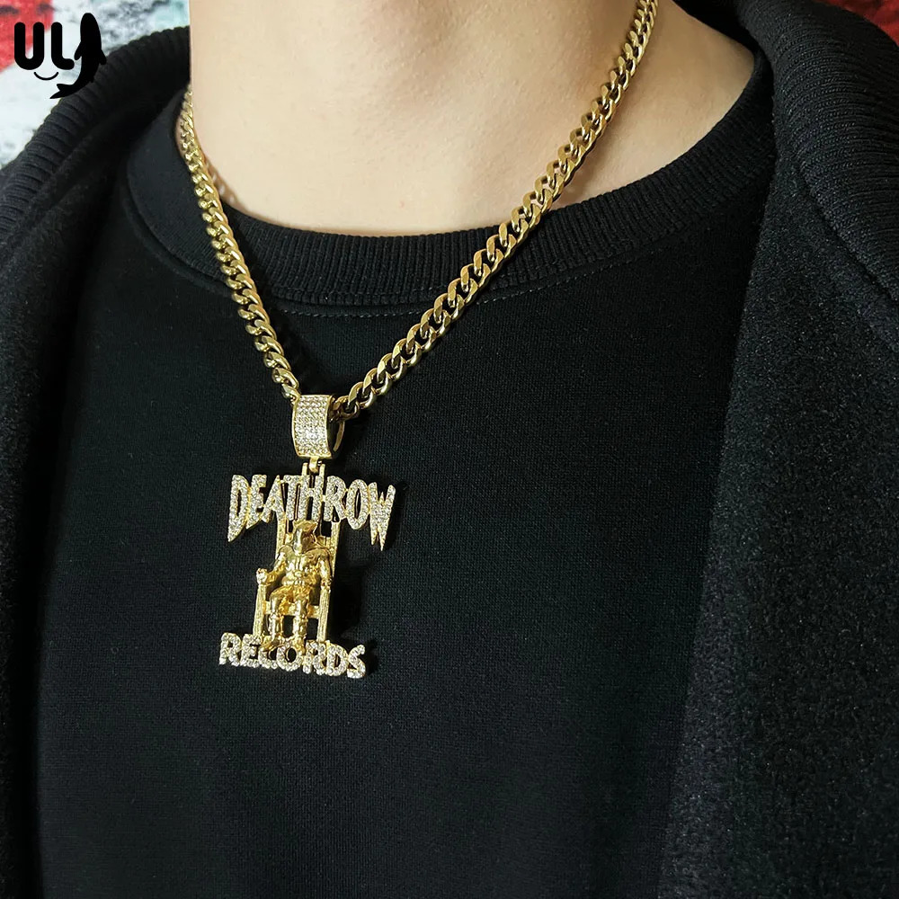 ULJ Whole Body 316L Stainless Steel DEATHROW/RECORDS Prisoner Pendant Jewelry With the 3mm Chain Hip Hop Necklace 241113