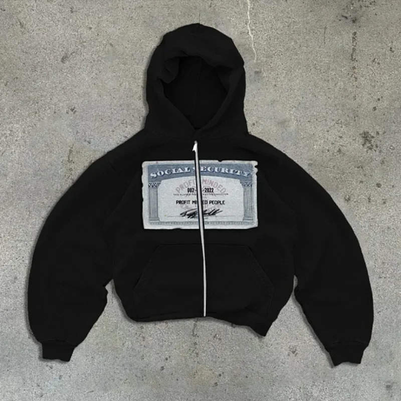 Y2K Bat patch hoodie print American Hip Hop Vintage Hooded Long Sleeve Sports Men Women Street Wear 241112