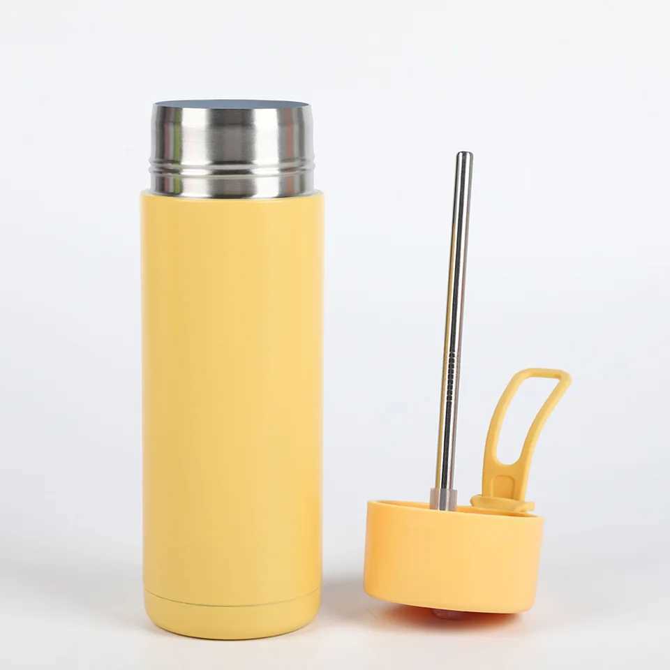 GCWAVE 22oz ceramic lined sports water bottle portable silicone water cup with straw large mouthed stainless steel insulated cup Y241114