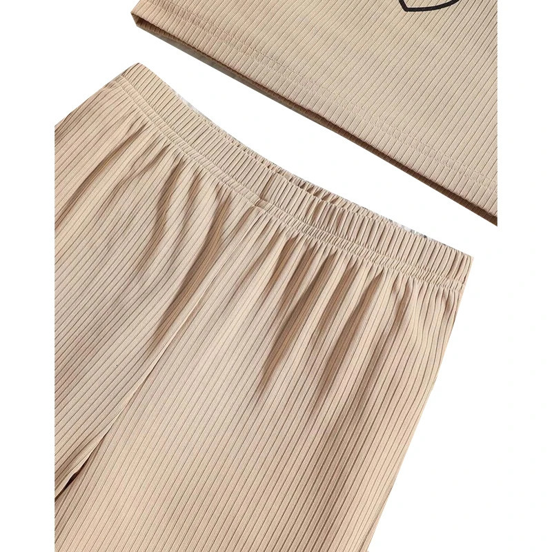 girls spring long sleeved topheartshaped vestlong pants childrens set casual sports pure cotton girl top and 240408