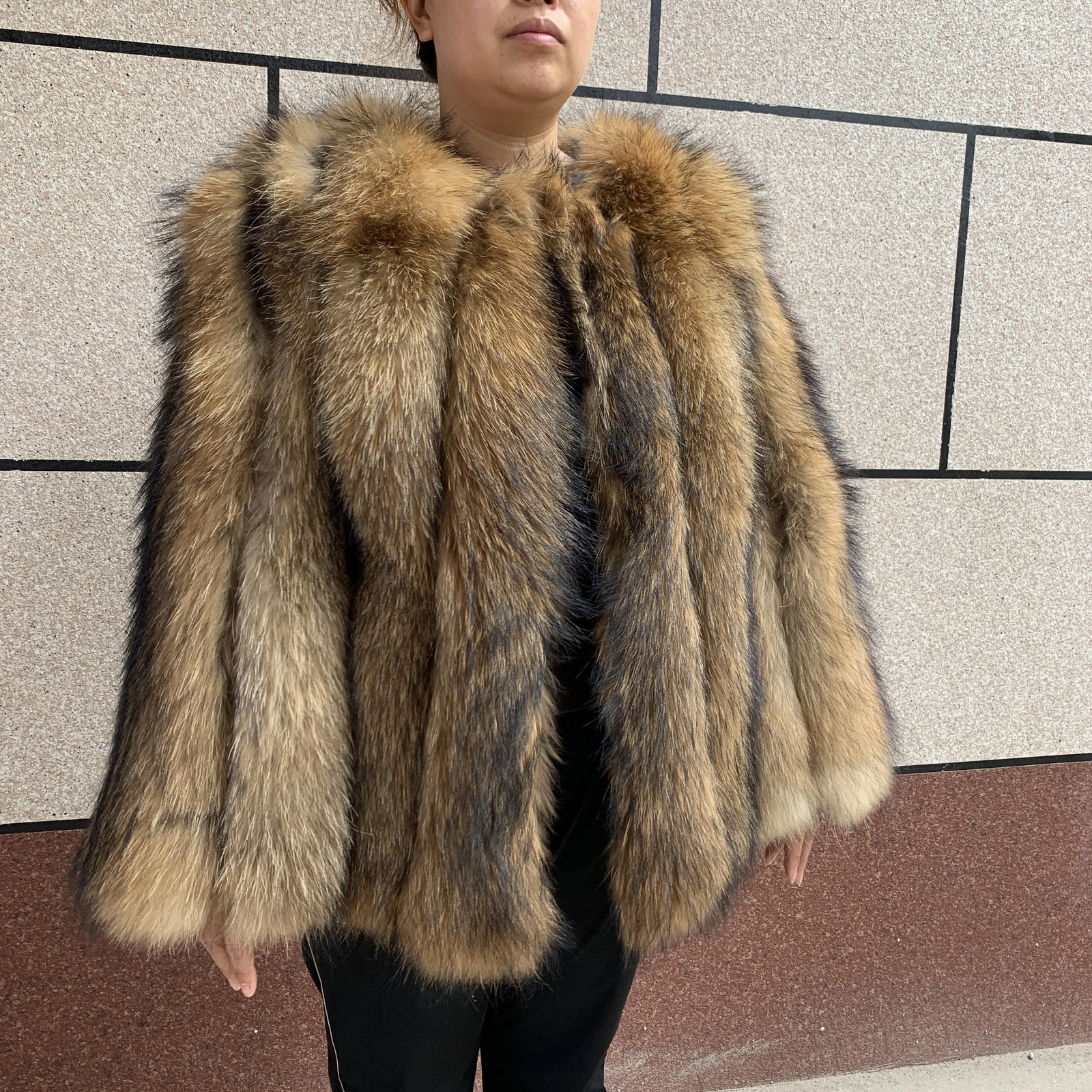 Raccoon Fur Vertical Jacket 100% Fur Coat Womens Winter Warm Vertical Fox Fur Leather Jacket 241113