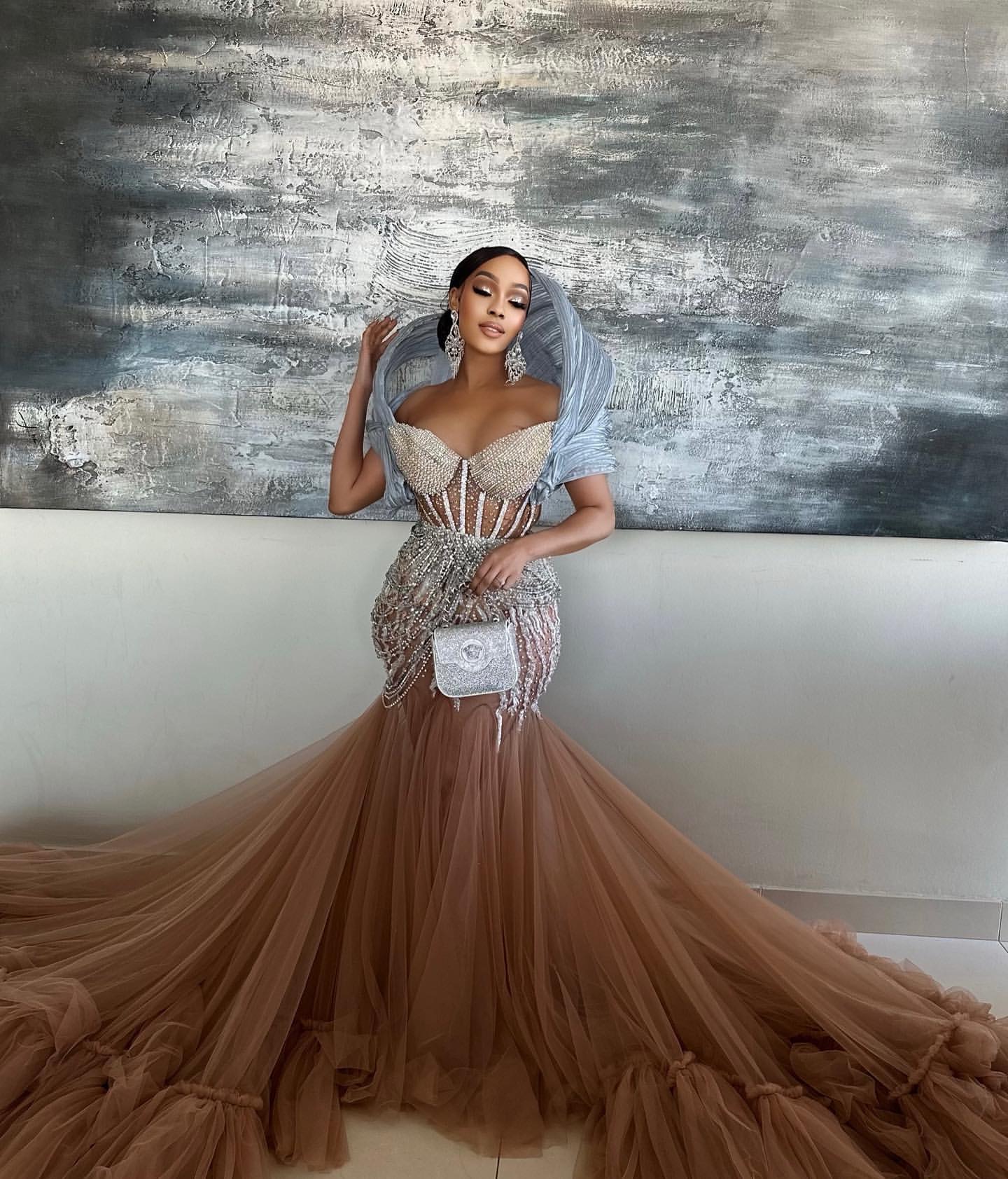 2024 Plus Size Champagne Mermaid Prom Dresses For Special Occasions Lace Beaded Crystals Transparent Evening Party Birthday Gowns Dress For Women Vest