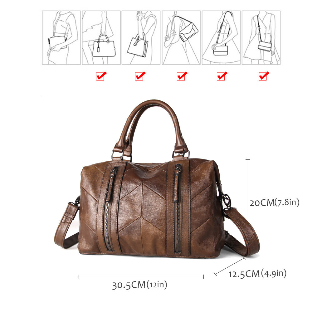 Cobbler Legend Handbag For Women Genuine Leather Double Zippers Shoulder Crossbody Bags Designer Ladies Tote Purse Zipper BagVoyage