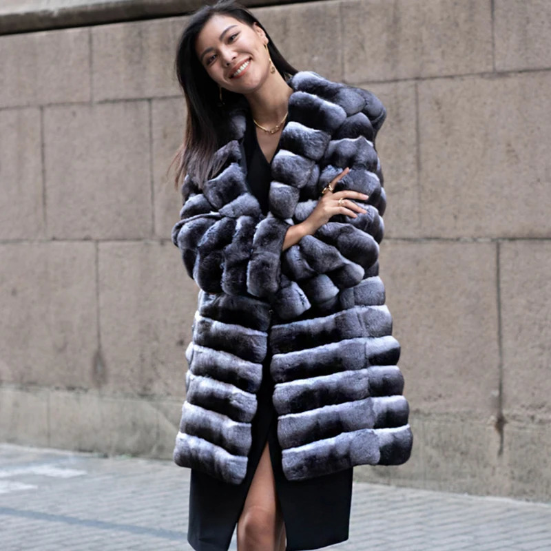 Womens fur coat winter warm mink coat medium length thick hooded windbreaker 241113